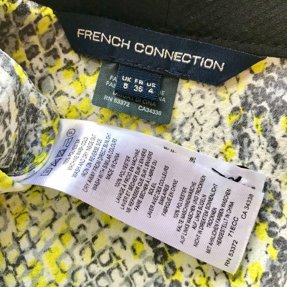 French Connection 4 Snakeskin Print Dress Yellow - Picture 12 of 14